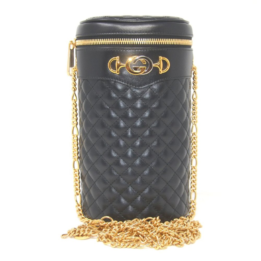 Gucci Zumi Black Quilted Leather Cylindrical Bag